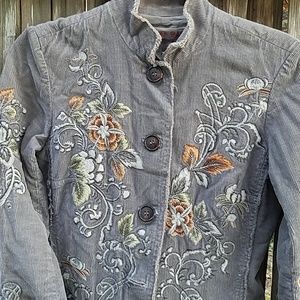 Embroidered Johnny Was Corduroy Jacket